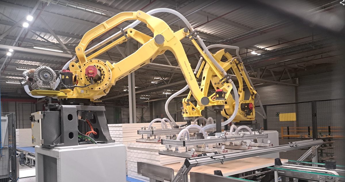 Palletiseerrobots met vacuümgrijpers